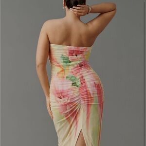 AFRM Strapless Mesh Midi Dress